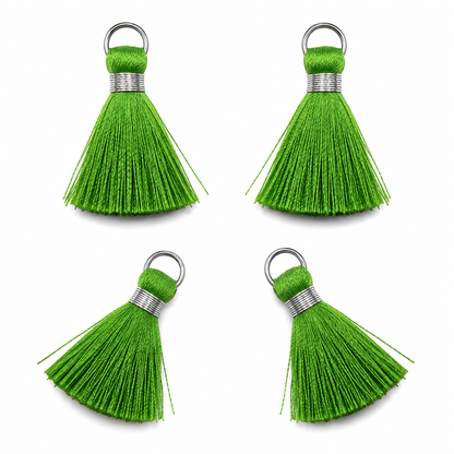 Borlas Hilo Verde Claro Con Argolla Plateada 2.5cm - 10pcs