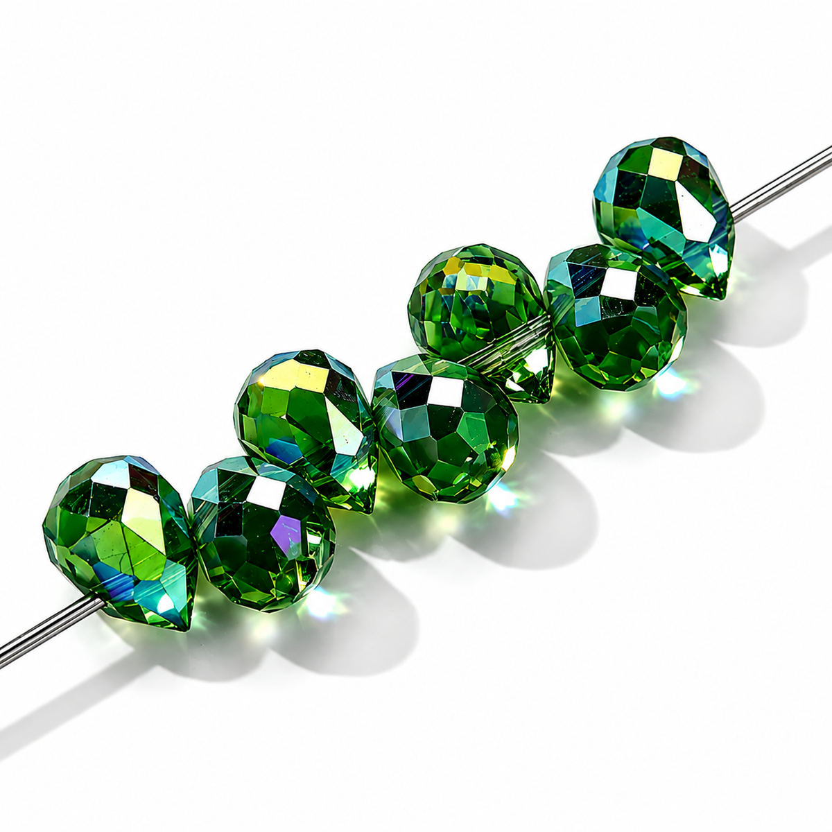 Gota Cristal Verde Oscuro Tornasol 8mm - 20 PCS