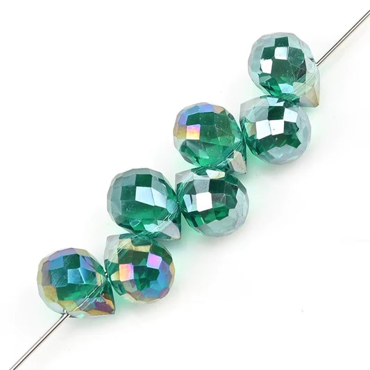 Gota Cristal Verde Esmeralda Tornasol 8mm - 20 PCS