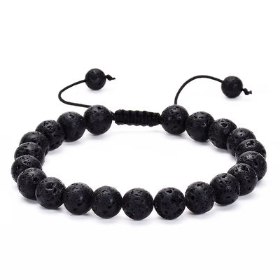 Pulsera Piedra Volcanica Natural Tejida 8mm