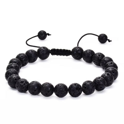 Pulsera Piedra Volcanica Natural Tejida 8mm