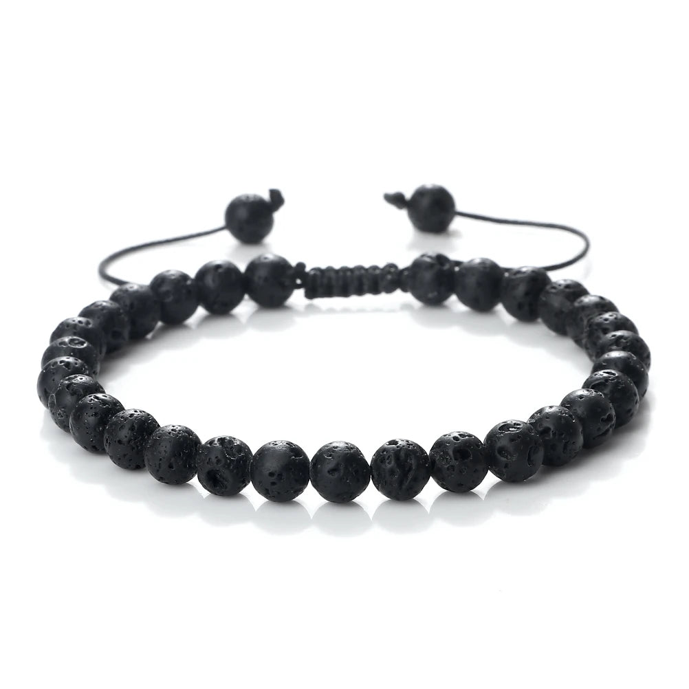 Pulsera Tejida Piedra Volcánica 6mm