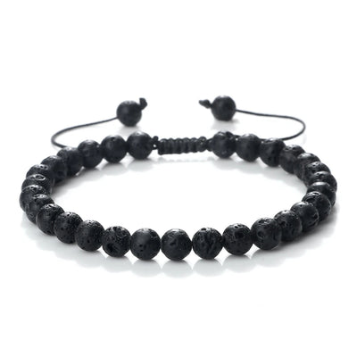 Pulsera Tejida Piedra Volcánica 6mm