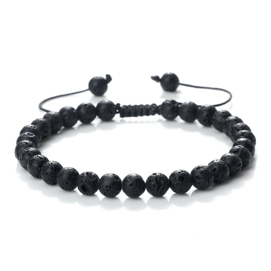 Pulsera Tejida Piedra Volcánica 6mm