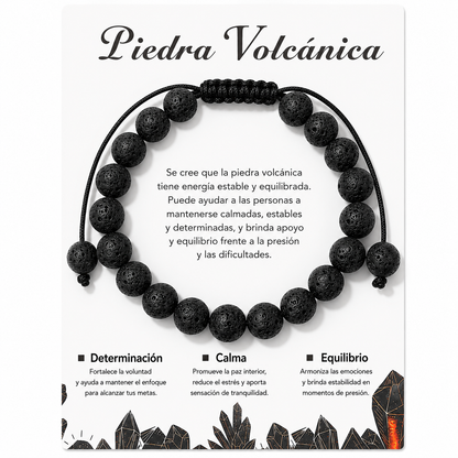 Pulsera Piedra Volcanica Natural Tejida 8mm
