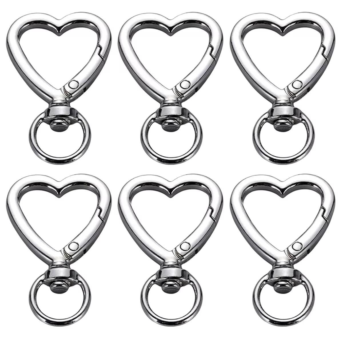 Mosquetón Giratorio Plateado Forma Corazon - 50 Unid.