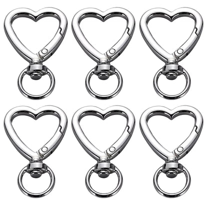 Mosquetón Giratorio Plateado Forma Corazon - 50 Unid.